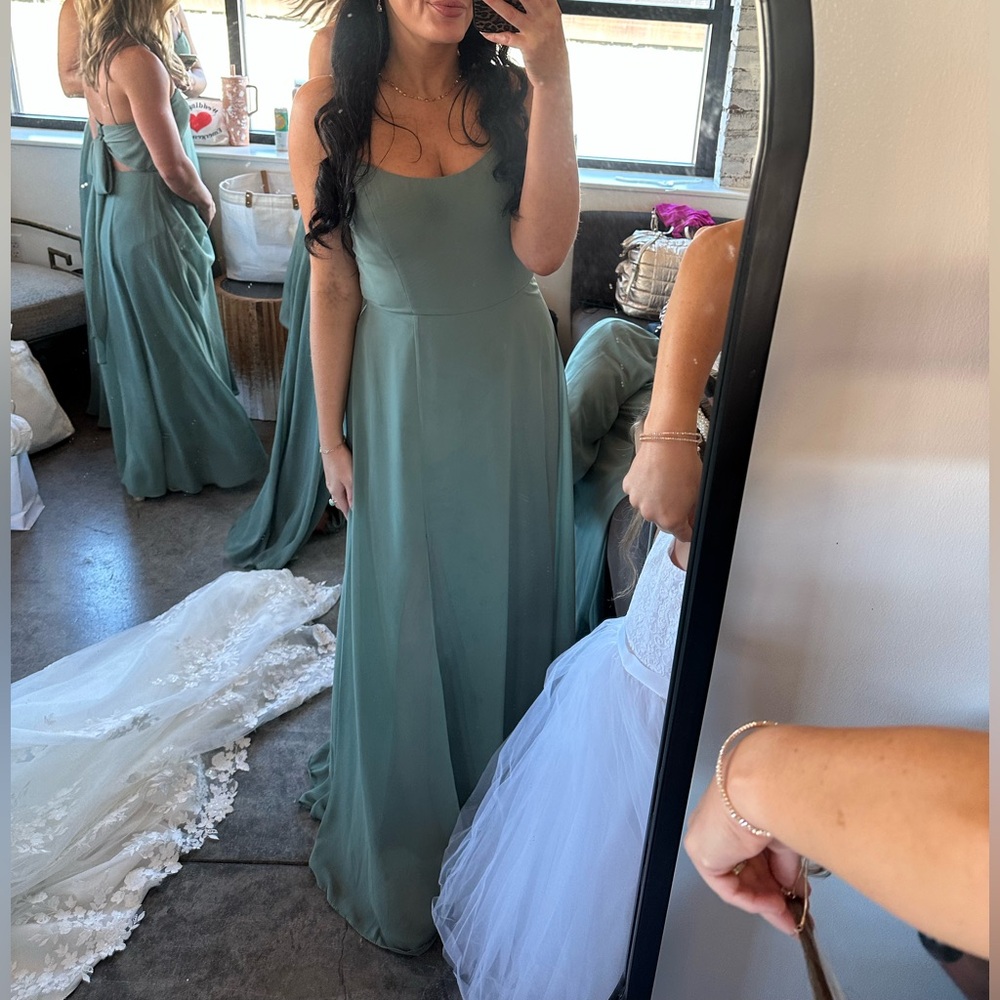 Jenny Yoo Eucalyptus Luxe Chiffon Dress (Style: Kiara)